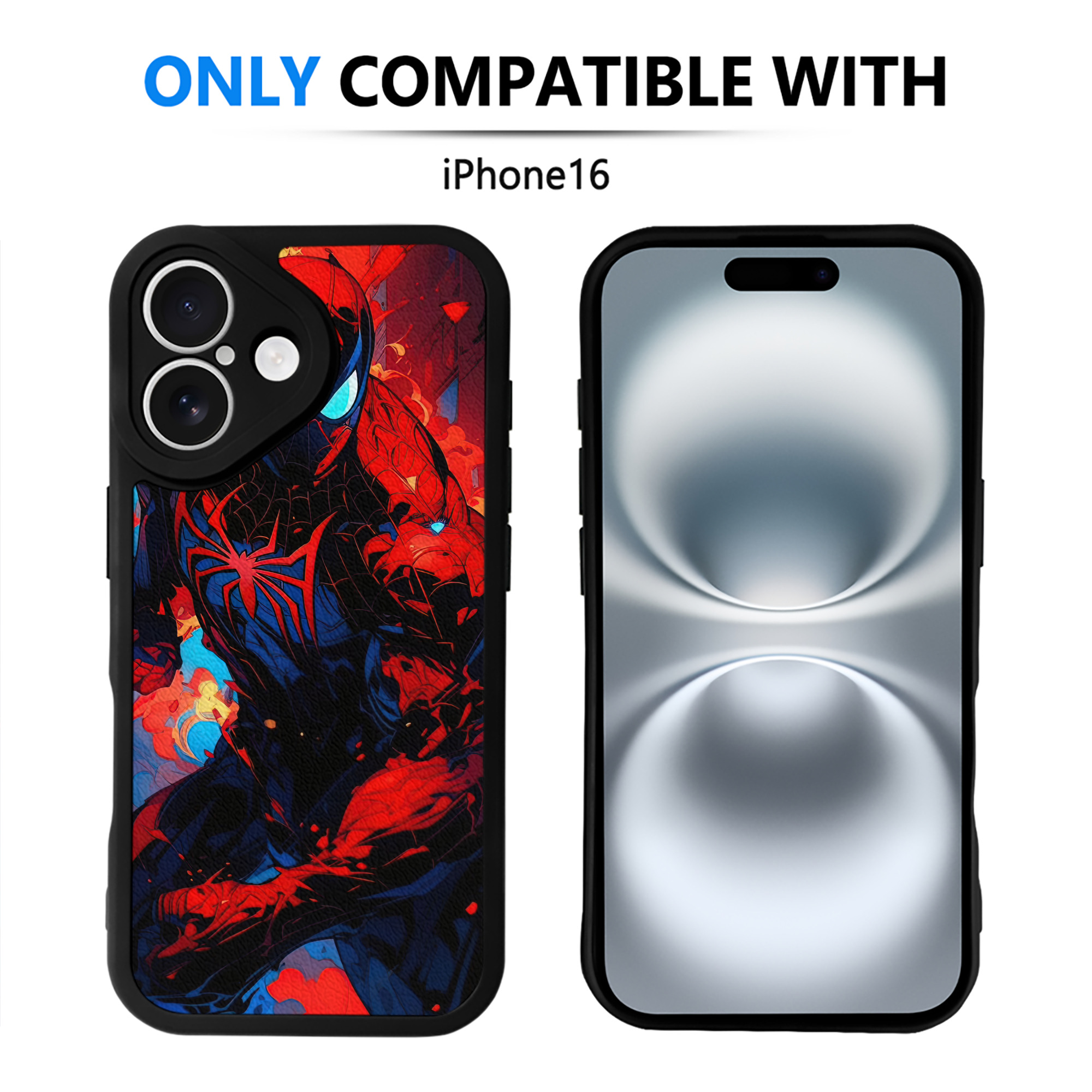 （画像用） Spider Man スパイダーマン 【iPhone 16シリーズ対応】シリコンスマホケース（レザー調） 材質：シリコン
